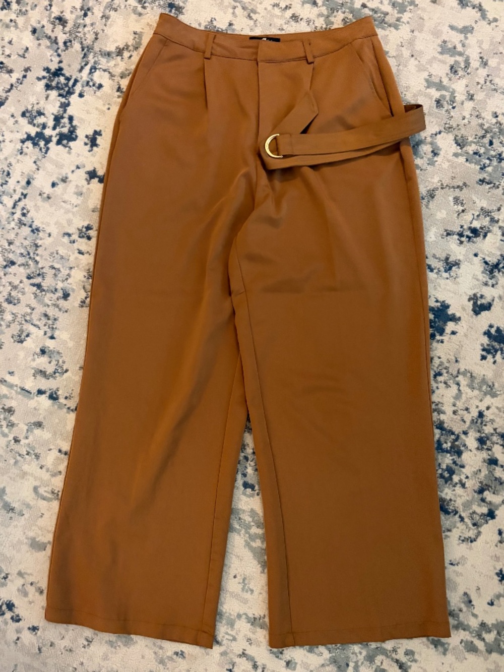 7 For All Mankind Camel Belted Wide Leg Trousers Size Large